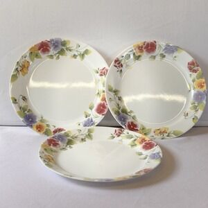 Set Of 3 Corelle Summer Blush Dinner Plates Colorful Floral 10 1/4" Plate
